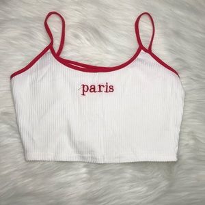 Red and white “Paris” crop top cami top